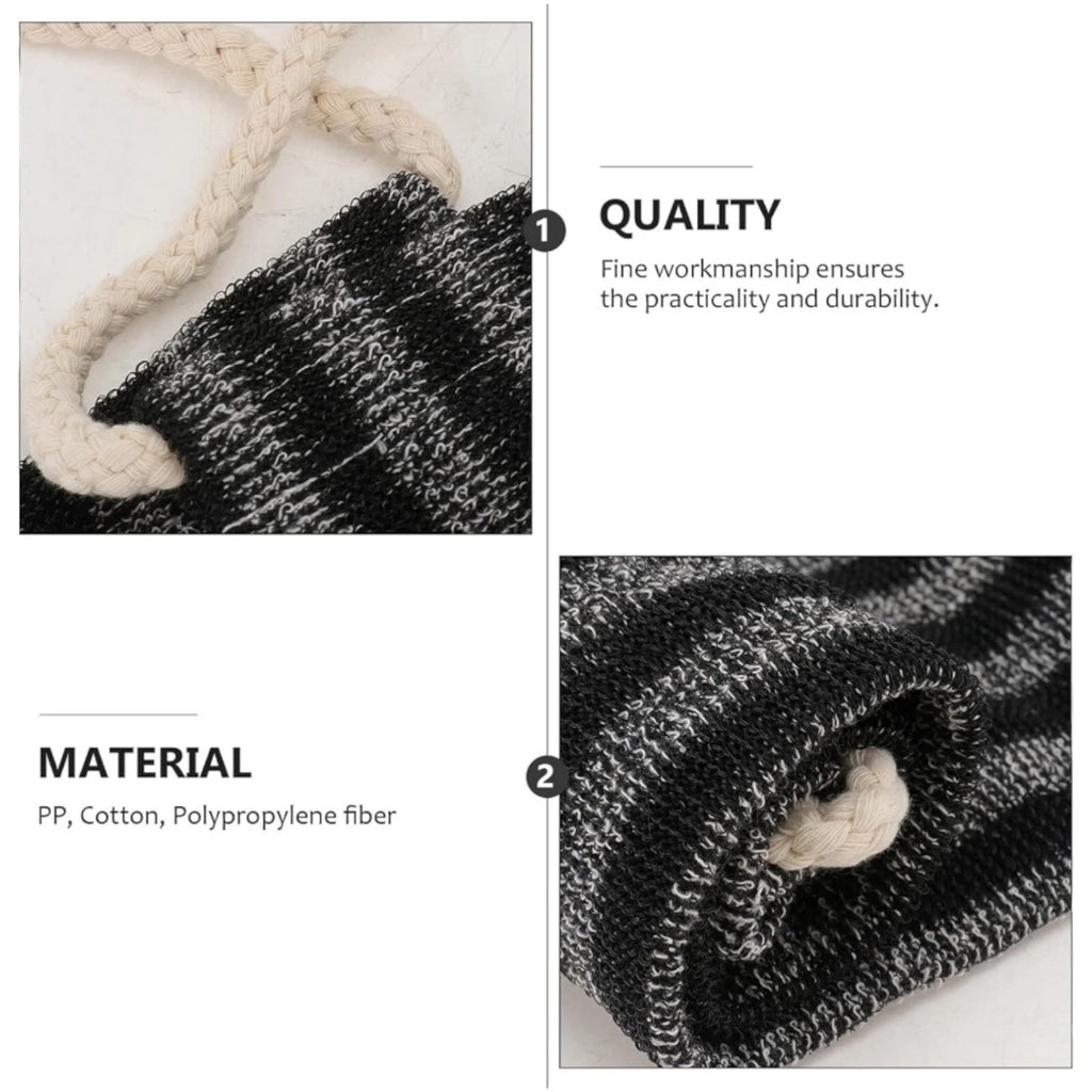 Exfoliating Back Brush Shower Bath Loofah Scrub Sponge Pad Striped & Rope Handle