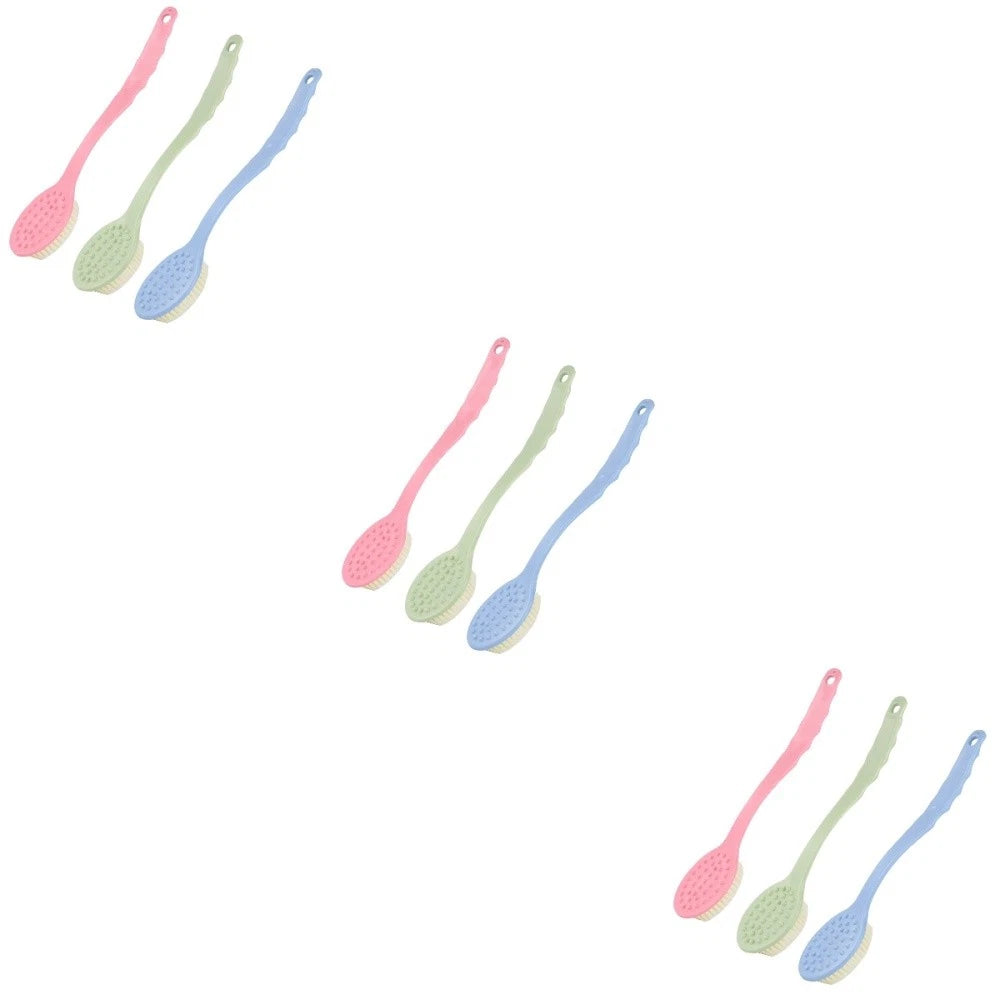 9 pcs Long Handle Bath Brush Bathing Brush Shower Body Cleaning Scrubbers Back