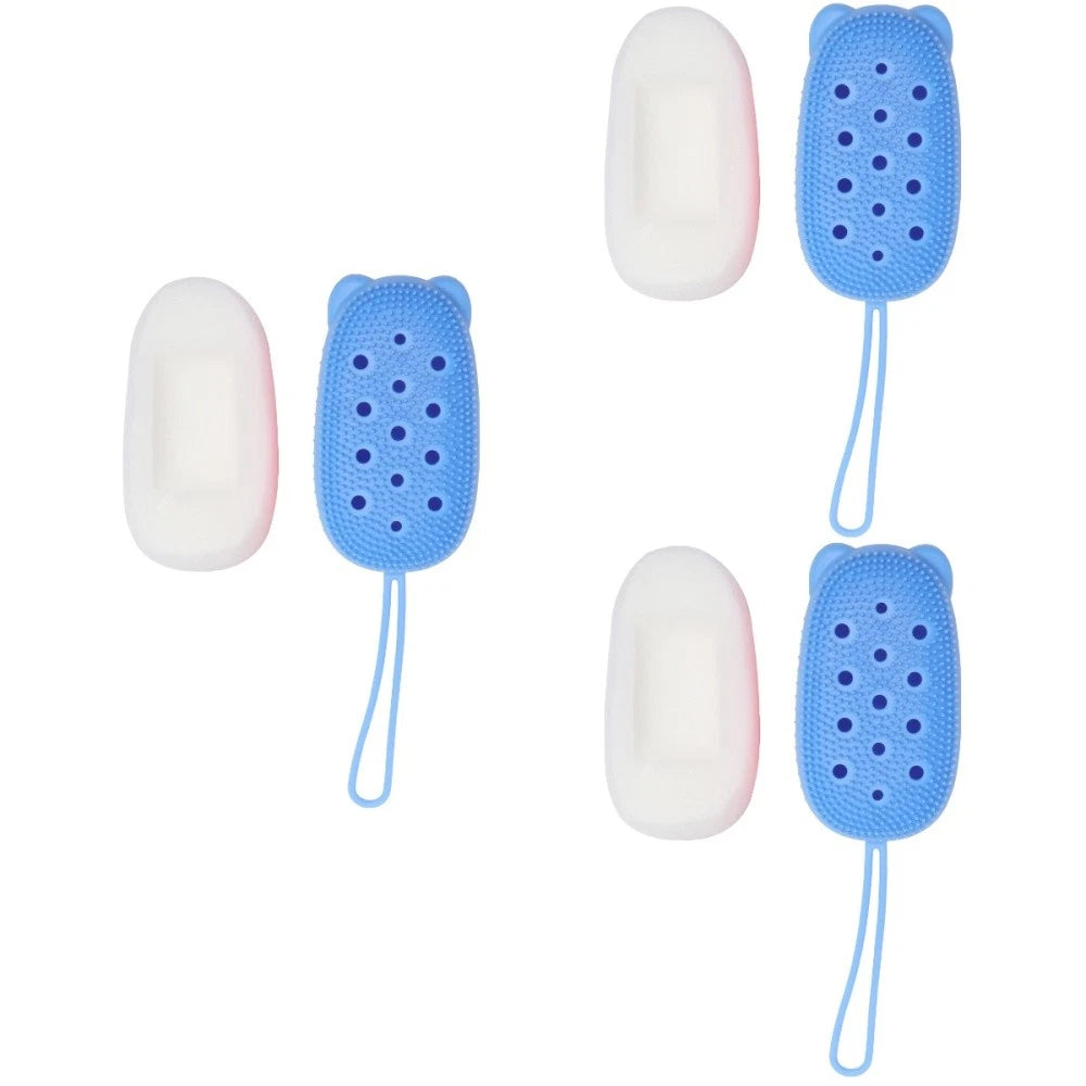 3pcs Automatically Soak Bath Scrub Silicone Bath Brush Soap Storage Bath Tool