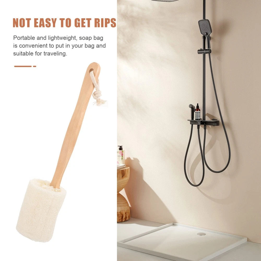 Loofah With Handle Shower Brush Natural Exfoliating Scrubber Bath Accessories