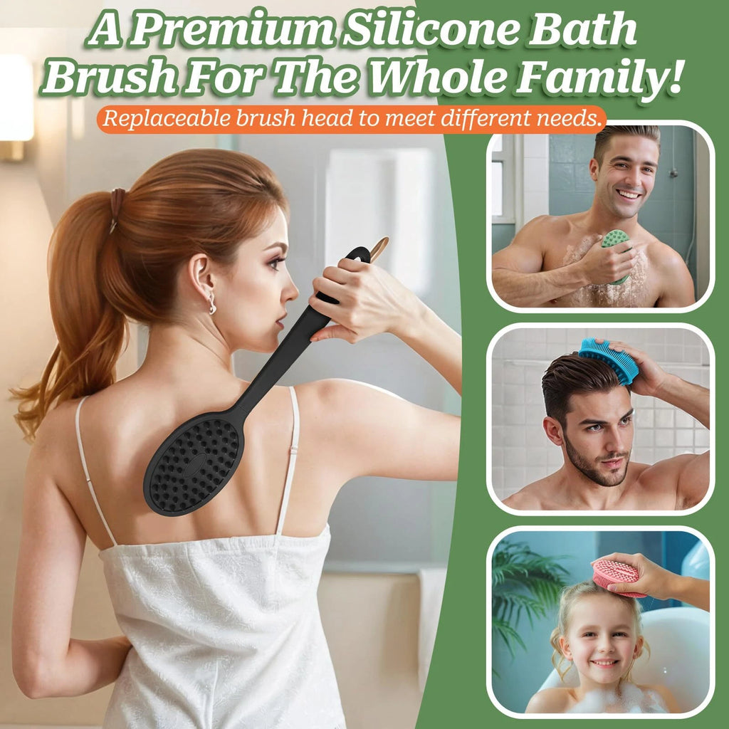 GEENOA Silicone Back Scrubber for Shower Soft Silicone Loofah with Handle Gen...