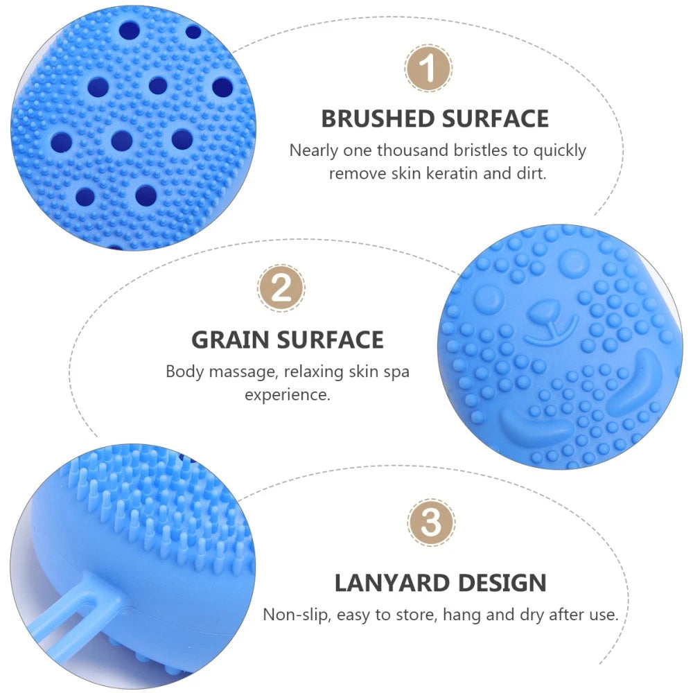 3pcs Automatically Soak Bath Scrub Silicone Bath Brush Soap Storage Bath Tool