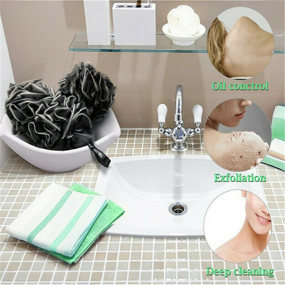 Large Bath Shower Scrub Exfoliating Body Brush Scrubber Sponge Ball Mesh Puff - DE,-