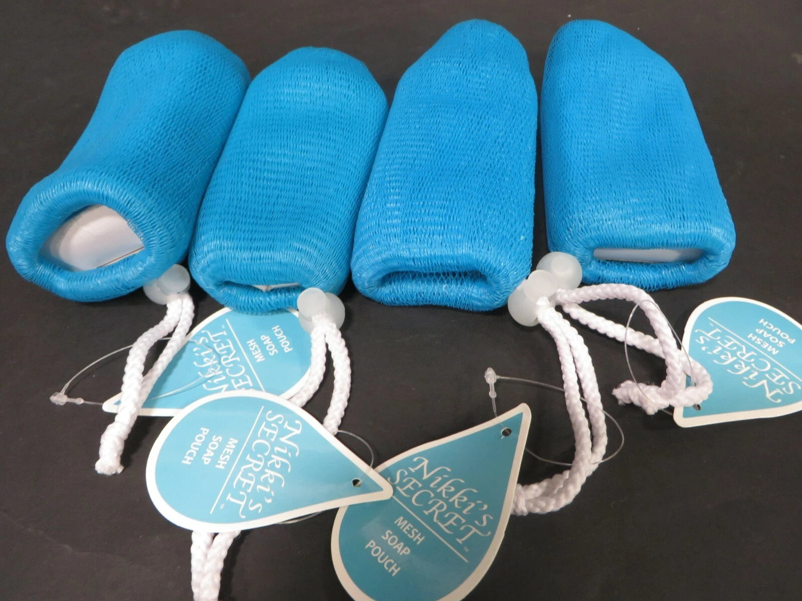 EXFOLIATING SOAP SAVER MESH POUCH BATH SHOWER ( Lot of 4)