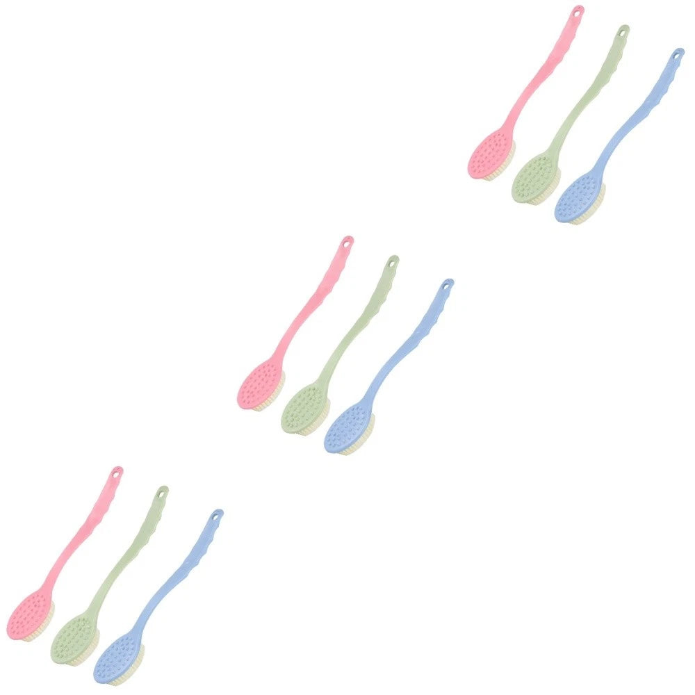 9 pcs Long Handle Bath Brush Bathing Brush Shower Body Cleaning Scrubbers Back