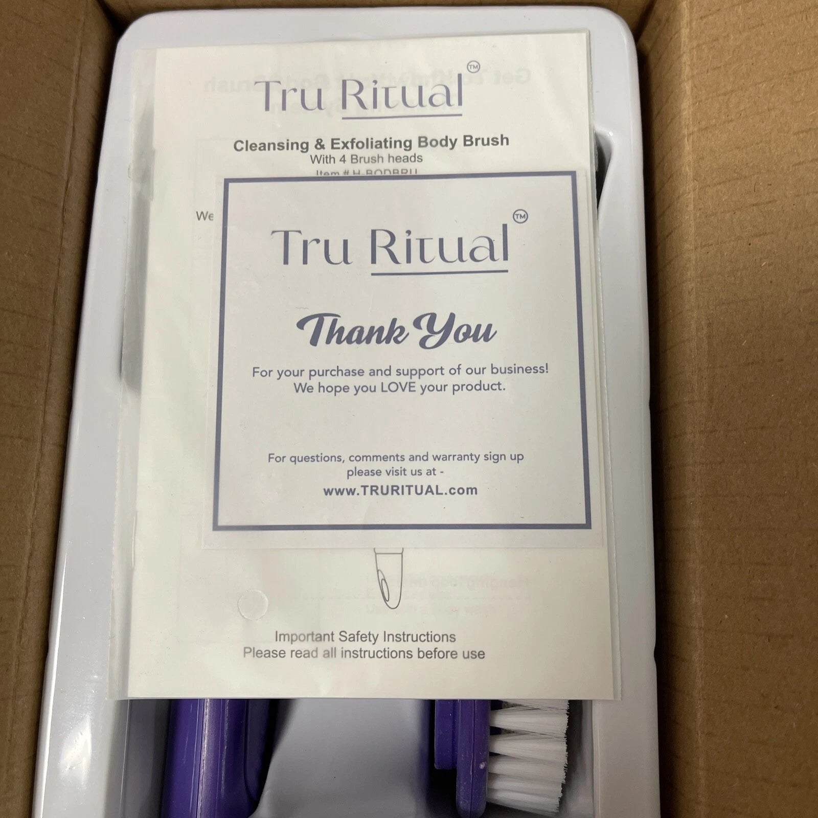 Tru Ritual Cleansing & Exfoliating Body Scrub Brush 4 Brush Head Attachments