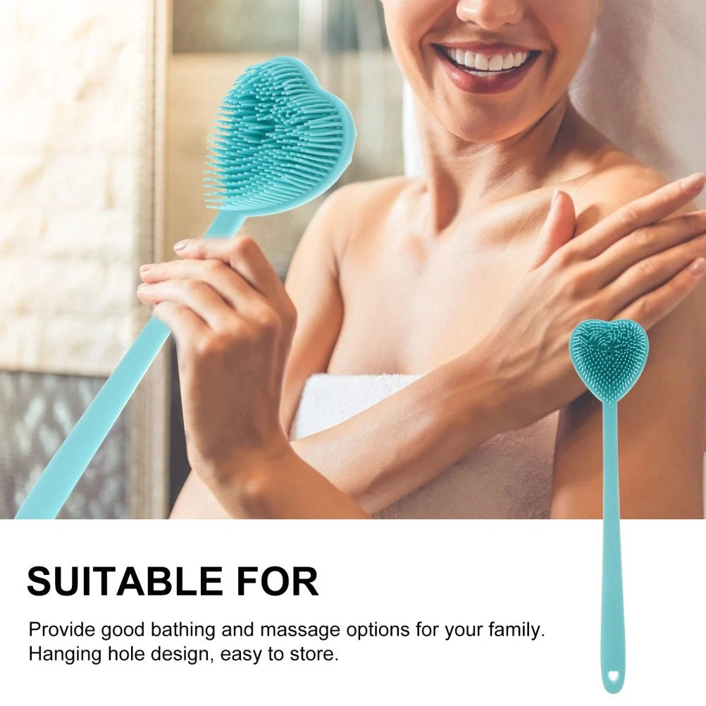 Heart-shaped Bath Brush Man Long Handle Scrubber Silicone Bathing