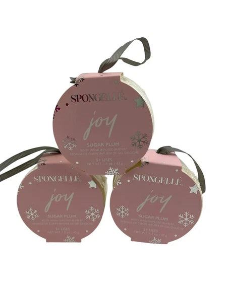 Spongelle Joy SUGAR PLUM Buffer Body Wash Infused Christmas 1.5 oz Lot of 3 New