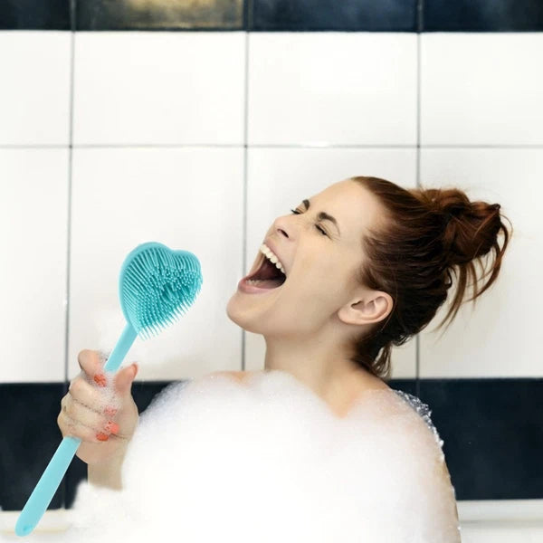 Heart-shaped Bath Brush Man Long Handle Scrubber Silicone Bathing