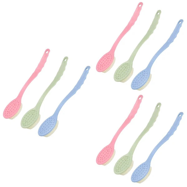 9 pcs Long Handle Bath Brush Bathing Brush Shower Body Cleaning Scrubbers Back