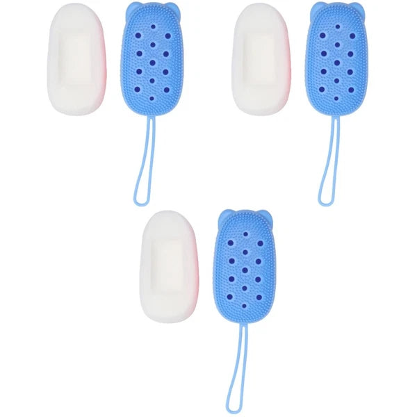 3pcs Automatically Soak Bath Scrub Silicone Bath Brush Soap Storage Bath Tool