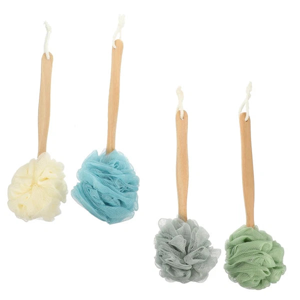 4 Pcs Bath Brush Rubs Back Scrubber with Handle Shower