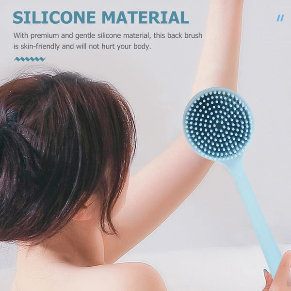 Silicone Bath Brush Man Back Cleaning Scrubber Shower Long Handle Body