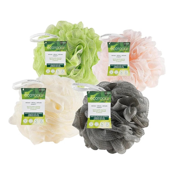 Ecotools Delicate Ecopouf 4 Pack, Loofah Sponge for Bath & Shower, Recycled Nett