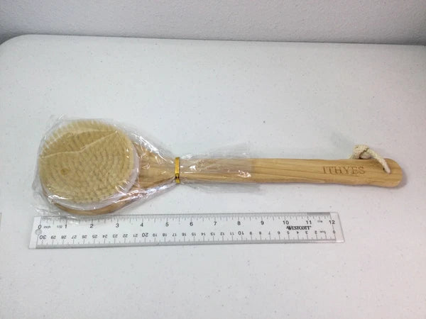 ITHYES Bamboo Long Handle Shower Brush. Exfoliating. NEW.