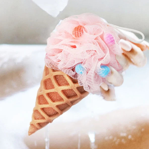 2 Pcs Cartoon Ice Cream Shower Ball Dad Loofah Bath Brush Scrubber