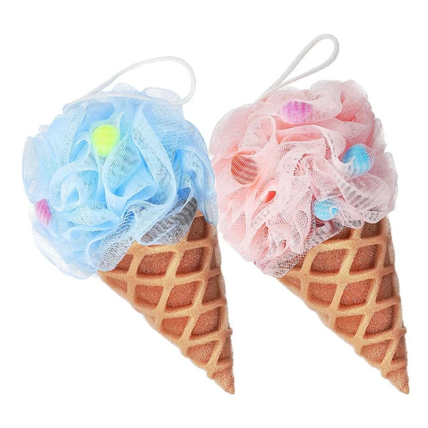 2 Pcs Cartoon Ice Cream Shower Ball Dad Loofah Bath Brush Scrubber