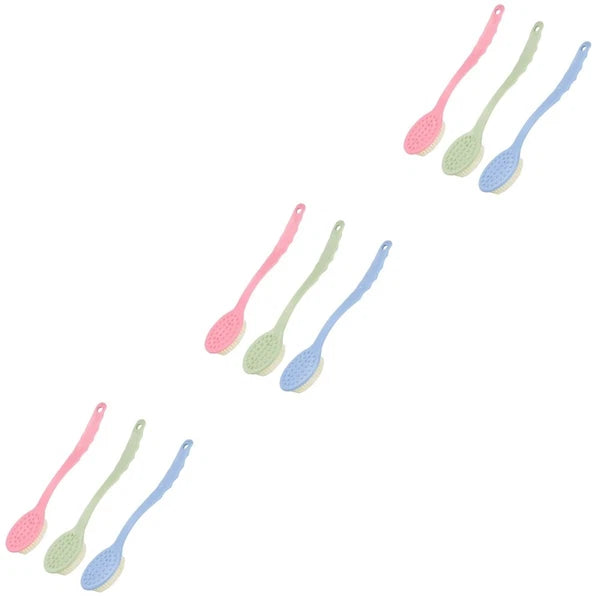 9 pcs Long Handle Bath Brush Bathing Brush Shower Body Cleaning Scrubbers Back