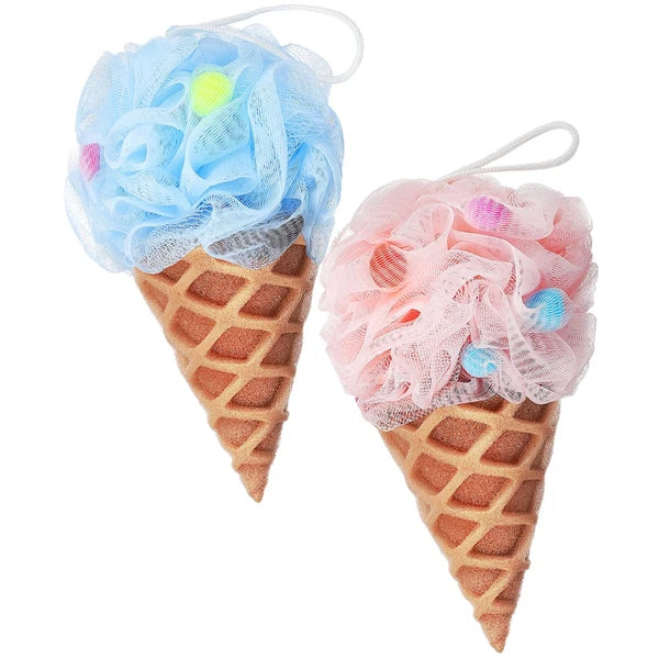 2 Pcs Cartoon Ice Cream Shower Ball Dad Loofah Bath Brush Scrubber