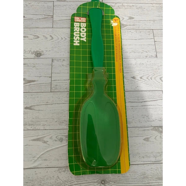 Vintage Grand Union Body Brush Green Long Handle New Old Stock Bath Shower