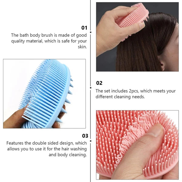 2 Pcs Bath Brush Baby Shower Body Scrubber Multifunctional Double-sided