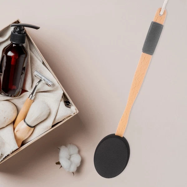 Wooden Handle EVA Bath Brush Man Scrubber Cream Applicator