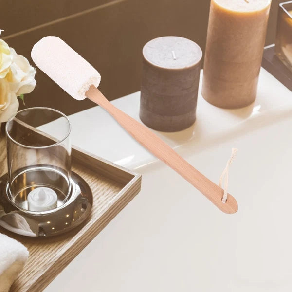 Natural Loofah Bath Brush Long Handle Exfoliating Back Scrubber