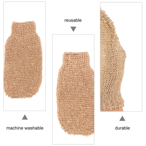 2 Pcs Ramie Jute Bath Glove Body Scrub Gloves Exfoliating Mitts for Spa