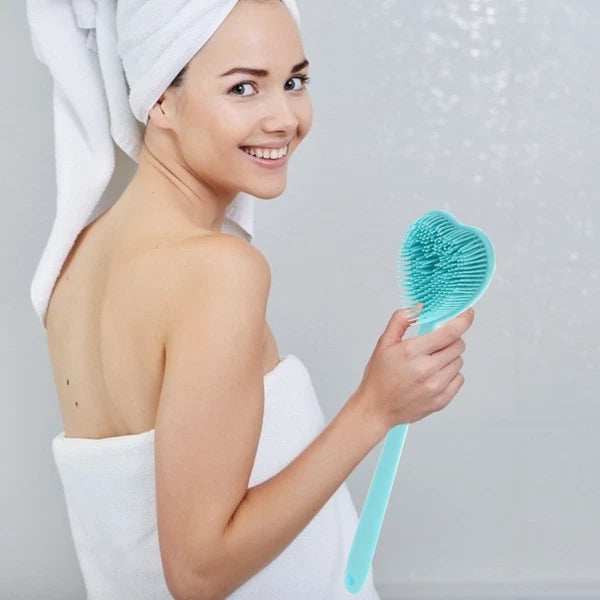 Heart-shaped Bath Brush Man Long Handle Scrubber Silicone Bathing