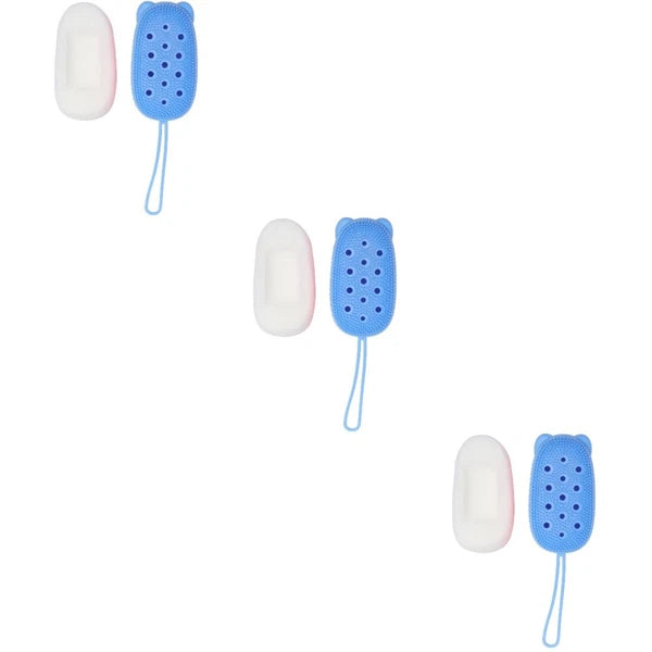 3pcs Automatically Soak Bath Scrub Silicone Bath Brush Soap Storage Bath Tool