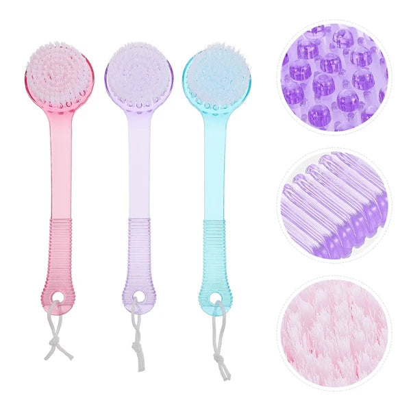 3 Pcs Bath Brush Extended Length Back Washer Bursh Washing Body Scrub