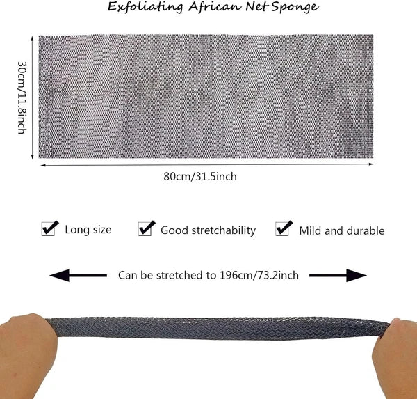African Net Sponge - Authentic Exfoliating Bath Wash Cloth, Black Owned, Long Bo