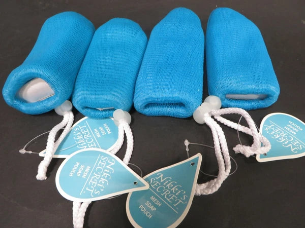 EXFOLIATING SOAP SAVER MESH POUCH BATH SHOWER ( Lot of 4)