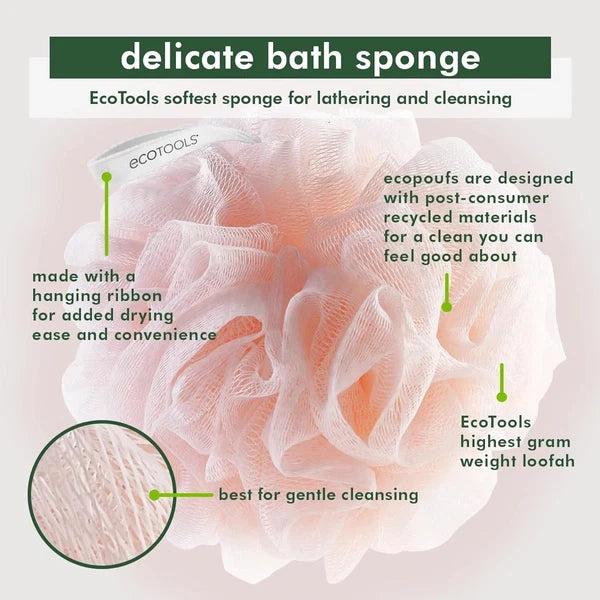 Ecotools Delicate Ecopouf 4 Pack, Loofah Sponge for Bath & Shower, Recycled Nett