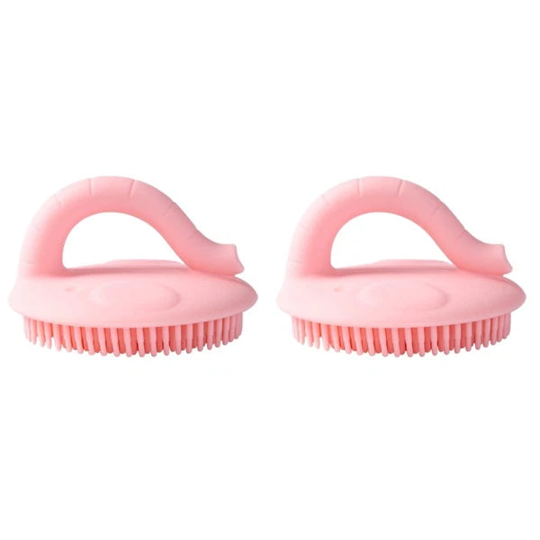 2 pcs Baby Bath Brush Silicone Handheld Infants Shower Brush Portable Bath
