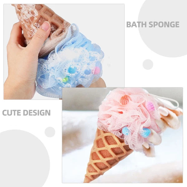 2 Pcs Cartoon Ice Cream Shower Ball Dad Loofah Bath Brush Scrubber