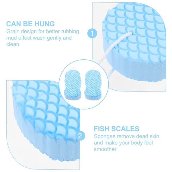 2 Pack Baby Bath Sponge Man Toddler Back Scrub Brush Cleaning Scrubber Bathing
