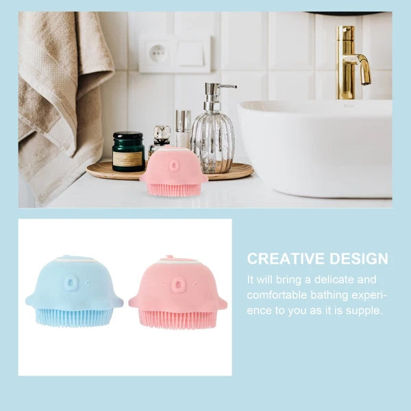 2 Pcs Bath Brush Child Baby Multi-functional Exfoliating Silicone Scrubbers