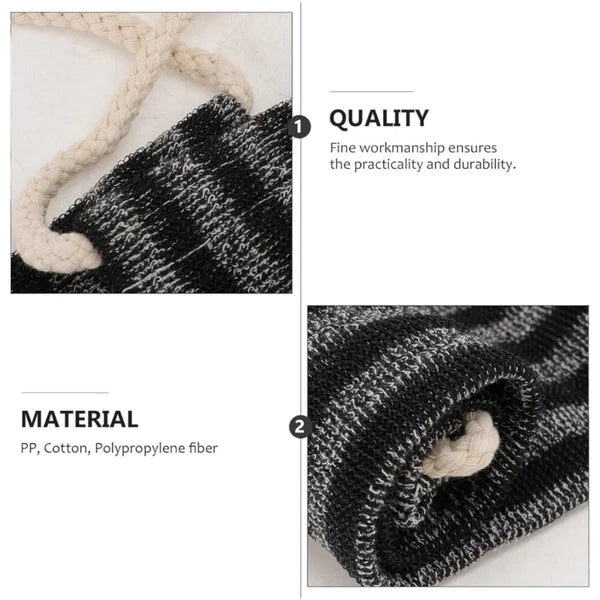 Exfoliating Back Brush Shower Bath Loofah Scrub Sponge Pad Striped & Rope Handle