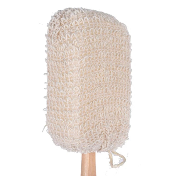 2Pcs Long Handle Bamboo Bath Brush Cotton Linen Exfoliating Body Scrubber