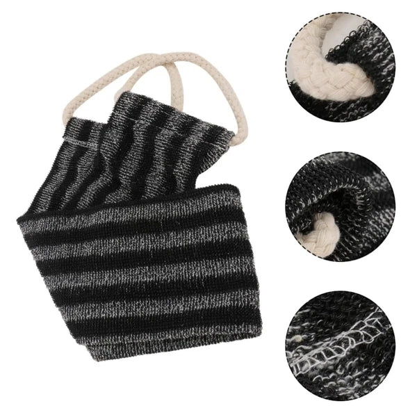 Exfoliating Back Brush Shower Bath Loofah Scrub Sponge Pad Striped & Rope Handle