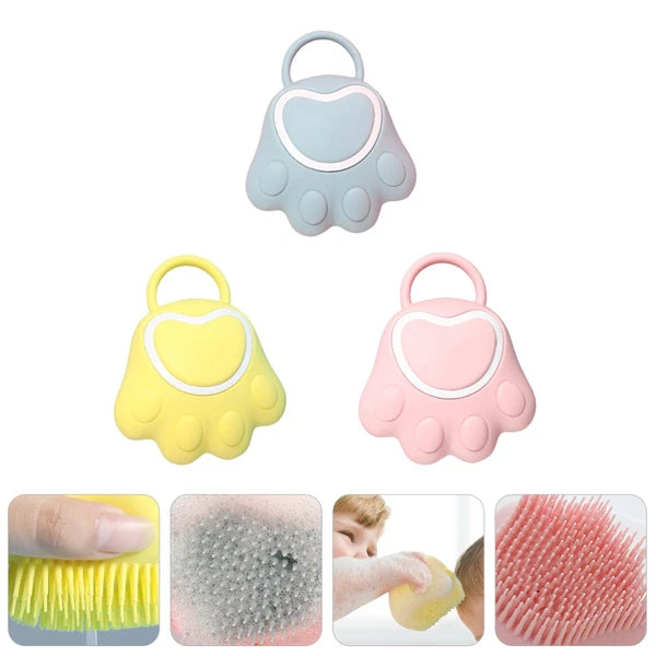 3 Pcs Silicone Bath Brush Baby Toddler Shower with Dispenser Scrubber