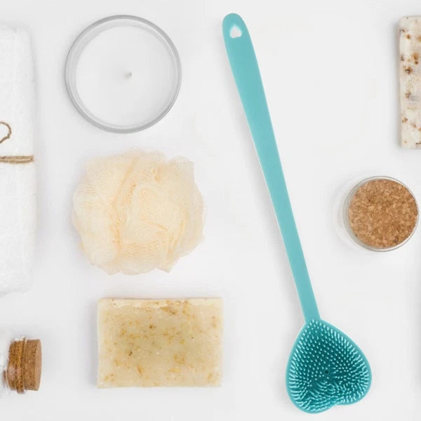 Heart-shaped Bath Brush Man Long Handle Scrubber Silicone Bathing