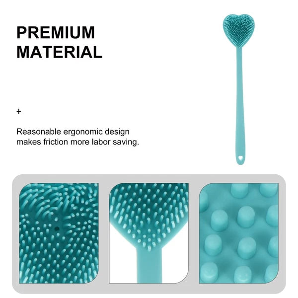Heart-shaped Bath Brush Man Long Handle Scrubber Silicone Bathing