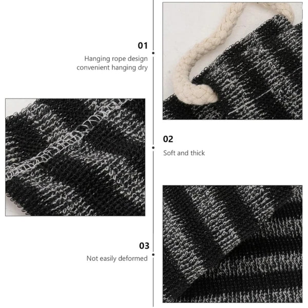 Exfoliating Back Brush Shower Bath Loofah Scrub Sponge Pad Striped & Rope Handle