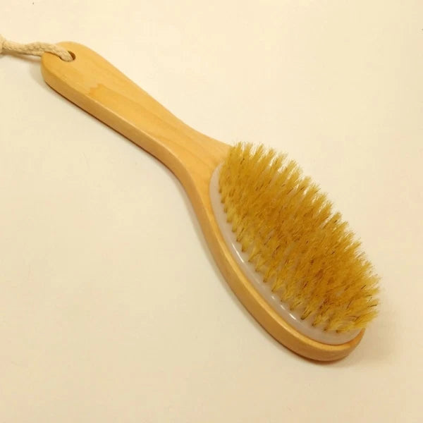 Wooden Bath Body Brush Shower Bristle Brush Massage Brush with Bent Handle
