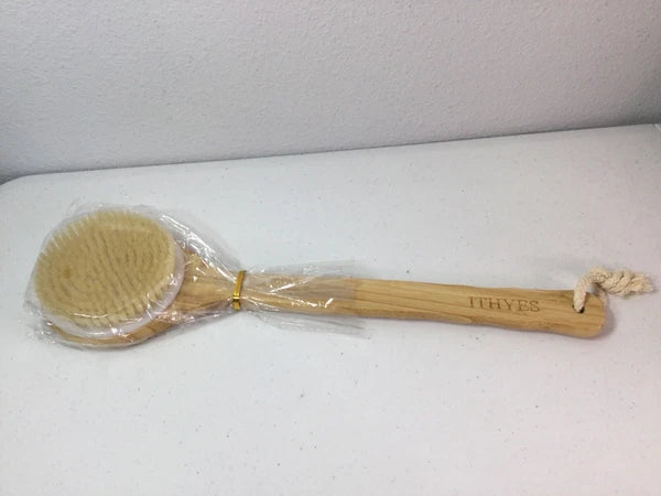 ITHYES Bamboo Long Handle Shower Brush. Exfoliating. NEW.
