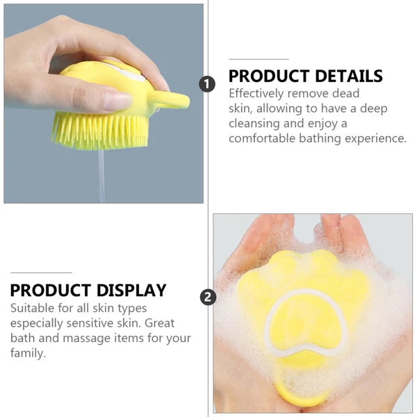 3 Pcs Silicone Bath Brush Baby Toddler Shower with Dispenser Scrubber
